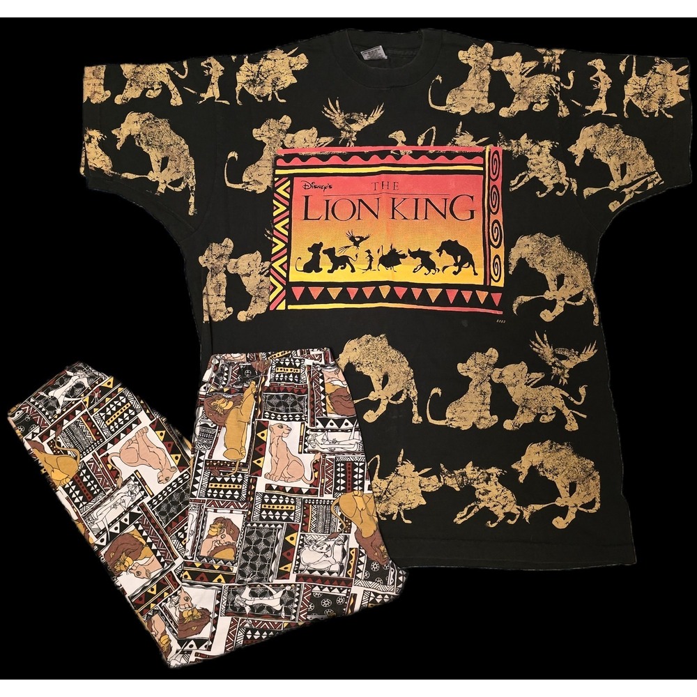 Vintage 90's Lion King T-Shirt OSFA Capri Pant LG Set, Mufasa, Nala, Simba (A)